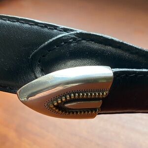 Fossil Black Leather Belt with Silver Buckle